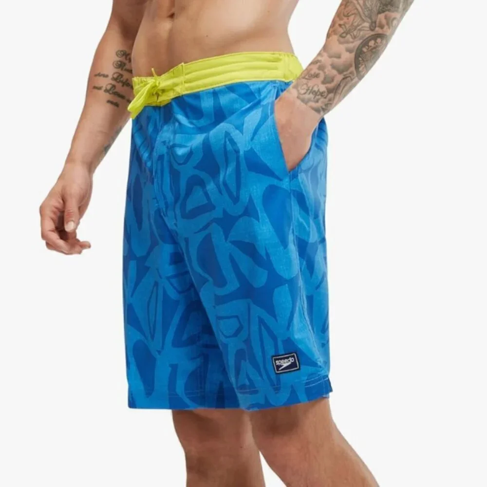NWT Speedo Men's Swim Trunk Knee Length Boardshort Bondi Printed, 20